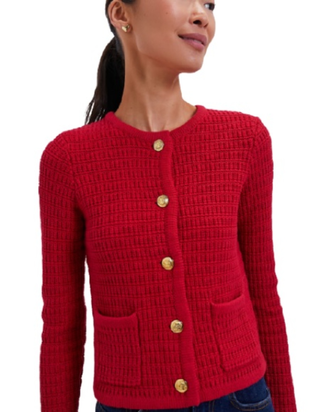 NEW Hyacinth House Red Knit Maybourne Cardigan Sweater Size S